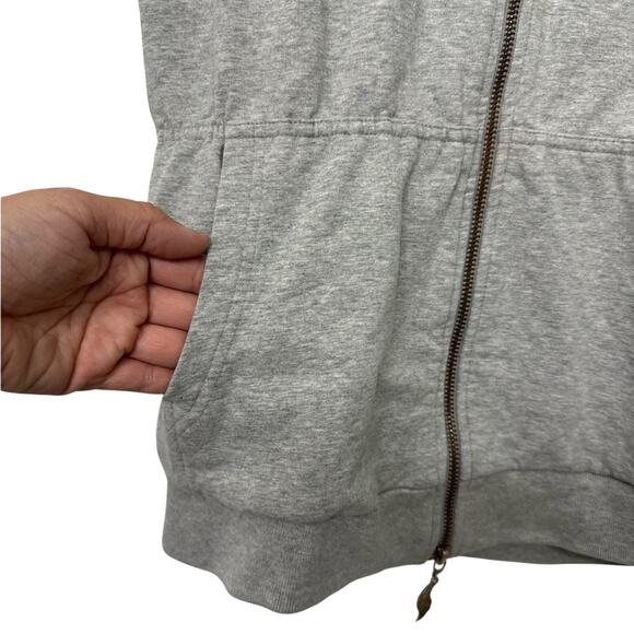 Torn Sleeveless Full Zip Hooded Gray Comfort Vest Jacket Womens Small - Picture 3 of 6